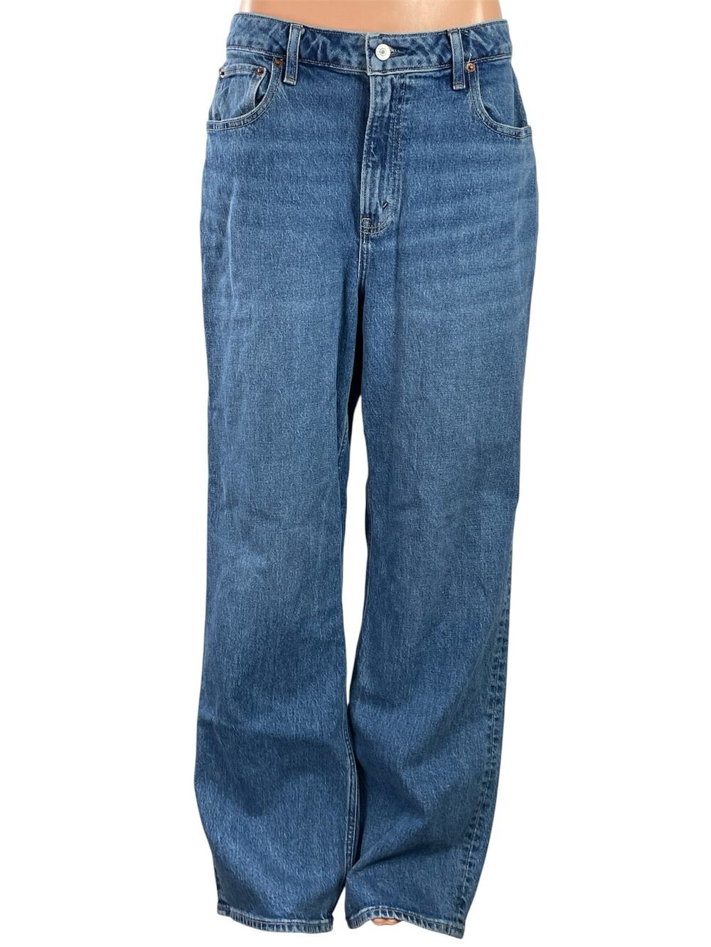 Abercrombie & Fitch 90's Relaxed Blue High Waist Baggy Wide Leg Demin Jeans 31